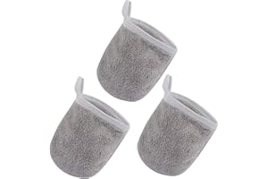 KinHwa Gant Démaquillant lavable Microfibre，gant microfibre visage,doux lingette Nettoyant Séchage rapide chiffon serviette femme Réutilisable 3 pack(13x10cm,gris))