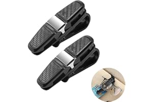 LEEQ Brillenhalter Auto-2 Stück,Brillenhalter Auto,Sonnenbrillenhalterung Auto, Sonnenbrillen Brillen mit Kartenkarten Clip, 360°Rotational Brillen Clip mit Karten Clip-Schwarz