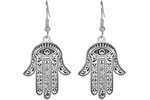 UNIFT Orecchini a forma di mano di Fatima, per donne e ragazze, in acciaio inox, eleganti, chic, con mano di Fatima, idea regalo