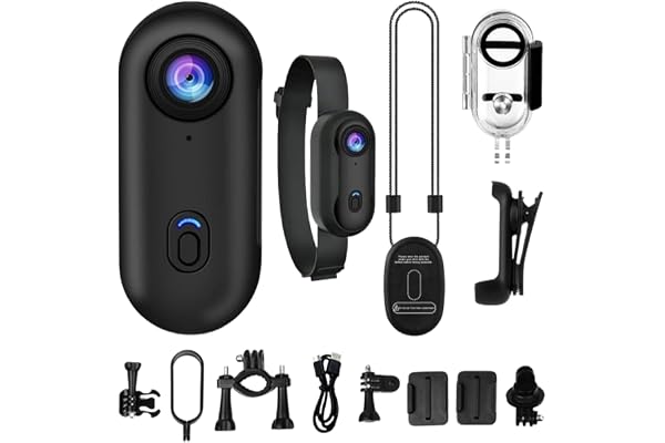 Générique Caméra Gosnap, Mini Caméra d'action with 360° Rotation Spring Clip, Appareil De Vlogging 1080p, Came Portable Personnelle Et Portable pour Le Vélo, Animal De Compagnie, Underwater