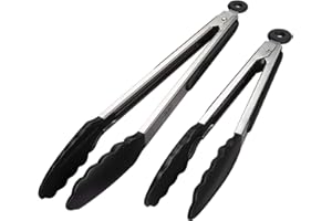 INEIBO Neibo Pince Cuisine Professionnel, Ustensiles de Cuisine en Acier Inoxydable et Silicone Alimentaire,2 Pinces de Cuisine Résistant à la Chaleur- 30cm/23cm