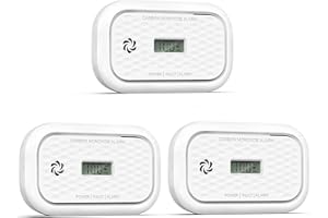 Andyssey ZA326 Kohlenmonoxid Melder mit LCD Display, Tragbarer CO Alarm Detektor mit austauschbarer Batterie, 10 Jahre Sensor, 85 dB Alarmlautstärke, 3 Stück