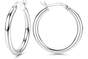 Chriscoco Orecchini Cerchio Argento 925 per Donna Ipoallergenico Leggero Orecchini a Cerchio 13/15/20/25/30/40/50mm