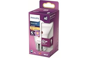 Philips LED Lampadina Goccia con Sensore Crepuscolare 60W E27, Luce Bianca Calda