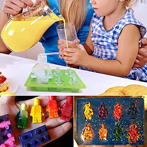 eighteen-u Lego geformte Roboter Form, Set von 3 Silikon Formen für LEGO Liebhaber Bausteine und Roboter Geburtstag Kuchen Dekoration Candy Formen Schokolade Formen Seife Formen Backen Formen Smile Hocker Ice Cube Jello Formen Candy Dessert