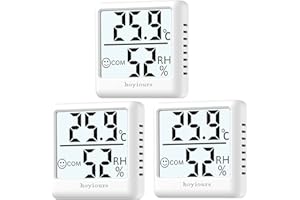 hoyiours Cyfrowy termometr pokojowy, 3 sztuki, monitor temperatury pomieszczenia i wilgotnościomierz, higrometr, biały