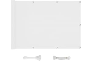 QINGLV Privacidad De Balcón Y Pantallas Protectoras 60x700cm Mallas Protección Visual Balcon Protección UV Y Opaca Tela Pantalla Privacidad Balcon con Bridas para Cables Y Cuerda -Blanco