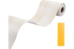 Lifuncren 10 cm x 10 m Wallpaper Border, Self-Adhesive, Waterproof, Self-Adhesive Border, Wall Sticker, Wood Look, Wood Grain Repair Tape for Furniture, Door, Floor, Kitchen (White Maple)