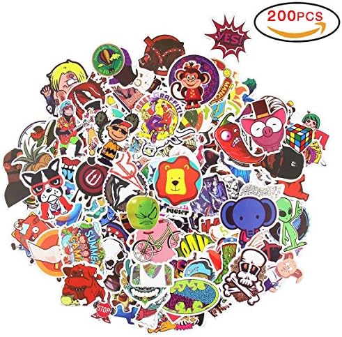 Isuper Stickers Pack 200pcs Decal Stickers Art Graffiti Super Cool Paper Stickers for Macbook, Laptop, Skateboard, Snowboard, Luggage Suitcase, iPhone, Car, Bike Bumper