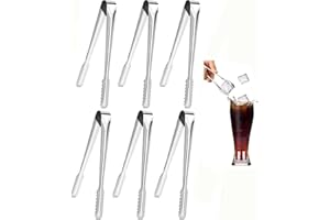 FEBBYA Pince à Glace en Acier Inoxydable,6 PCS Mini Petites Pinces de Service pour Aliments Pince à Buffet Pince à Sucre pour Desserts,Buffets Fêtes 6 Inch Argent