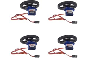 Stemedu 4 Sets Mini 9g Digital Servo, 360 Degree Continuous Rotation FT90R Servo, Micro RC Servos with Wheels for Micro:bit Robot 6V 1.5KG