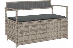 ‎VIDAXL vidaXL Gartenbank mit Stauraum und Kissen Grau Poly Rattan, Gartenbank, Parkbank, Outdoor-Bank, Sitzbank, Terrassenbank, Außenbank, Gartenmöbel