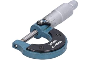 SPACNANA Außenmikrometer, Dickenmikrometer Edelstahl Hochpräzises Dickenmesswerkzeug mit Schraubenschlüssel 0,01 Mm (0-25mm)