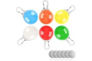 Rouclo Lot de 6 pendentifs lumineux LED clignotants pour chien, chat, jogging, campeur, porte-clés 3 clignotants (6 piles de rechange)