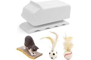 Fourindo Kartonschneider Katze, Kartonschneider für Katzenkratzbretter mit 2 Katzenspielzeug Federn Katzenball, DIY Katzen Kratzen Kartonschneider für Katzenkratzer Und Handgefertigte Katzenbetten