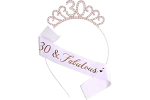 MIOSJI 30th Birthday Sash and Crystal Tiara Birthday Crown for 30th Birthday Decorations Women Birthday Gift Party Accessories