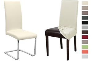 ‎BEAUTEX BEAUTEX 2er Set Jersey Stuhlhusse (Farbe wählbar), elastische Uni Stretch-Husse aus Baumwolle Bi-Elastisch (Creme)