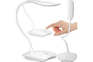 ‎RETOO Retoo Schreibtischlampe LED mit Touch Dimmbare mit 3 Helligkeits, Schreibtischleuchte mit flexiblem Schwanenhals Büro Tischlampe, Tageslichtlampe, Nachttischlampe für Lesen, Arbeiten, Lernen, Weiß