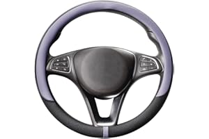‎COFIT COFIT Lenkradbezug für Auto Universal LenkradhüLle Anti-Rutsch Lenkrad Bezug Leder SchutzhüLle M 37-38cm Schwarz und Violett