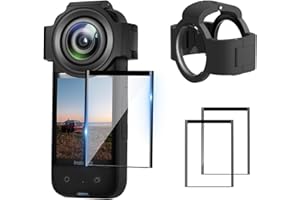 iEago RC Lens Guard mit 2 Sätze Displayschutzfolie für Insta360 X3, Upgrade Objektivabdeckung Objektivschutz Linsenschutz Kratzschutz Screen Protector für Insta360 X3 Action-Kamera