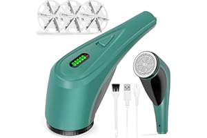 SOARFLY Levapelucchi Elettrico, leva pelucchi elettronico, Ricaricabile USB Togli Pelucchi Elettrico per Abiti, 2000 MAh/Display LED/3velocità Regolabili/Taglia Pelucchi a 6 Lame per vari Tessuti - verde