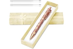 WINCREDULOUS 1 Piece Sparkly Floral Pens Gift Set,Floral Pen,Bling Metal Floral Pen,Shiny Daisy Ballpoint Pen,Smooth Writing,Black Ink Retractable Ballpoint Pens,Pretty Flora Pens for Women (Rose Gold)