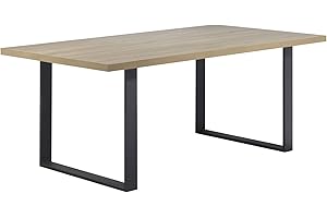 MOG CASA Mesa de Comedor Macon 220x100 cm Mesa de Cocina, Madera y Patas en Metal (Roble + Negro)