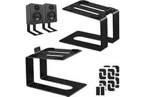 Coolty Supporti per altoparlanti da scrivania, 1 paio, universali in metallo, con cuscinetti ammortizzanti, design inclinabile, capacità di carico 15 kg, supporto per altoparlante professionale (nero)