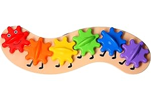 TEACH TIME A to Z Rainbow Fun with Gears Caterpillar, Educational Toy for 12+ Months, Colourful Rotating Gears, [Multiple Colors]