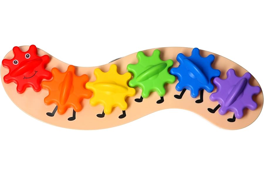 A to Z Rainbow Fun with Gears Caterpillar, Educational Toy for 12+ Months, Colourful Rotating Gears, [Multiple Colors]