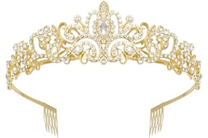 alwaiiz Diadème de mariage avec peigne pour femme - Couronne en strass - Pour mariage, bal de fin d'année et fête d'anniversaire