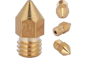 Mugast 10Pcs Extrusora Boquilla, 1.75/0.6mm MK8 Latón Extrusora Boquilla Reemplazo para Impresora 3D Makerbot Creality CR-10
