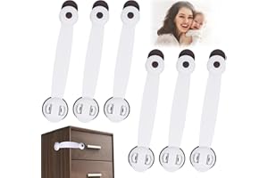 Vicloon Child Safety Cupboard Locks, 6 Pcs Baby Proof Locks No Screws with 3M Adhesive Stick On Cabinets, Children Proof Latches for Kitchen, Door, Drawer, Closet, Refrigerator (Brown)