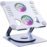 Aluminum 360 Degree Adjustable Metal Laptop Stand Rgb Dual Fan Cooler Premium Series Notebook Holder