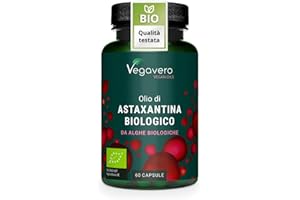 Astaxantina Biologica | Antiossidante Estratto da Haematococcus Pluvialis | Difese Immunitarie, Salute della Pella e degli Occhi | Alta Biodisponibilità | Vegan | Senza Additivi | Vegavero®