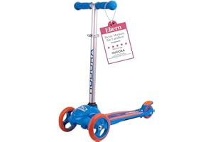 HUDORA Scooter Flitzkids 2.0 I Stabiler Kinderscooter mit großer Trittfläche I Höhenverstellbarer & transportierbarer Mini-Dreirad-Roller für bis zu 50kg I Dreiradscooter aus Aluminium für Kinder