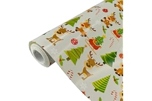 MJNEDY Rollo de papel para envolver regalos para Navidad: papel para envolver de 43 cm x 15 m, diseño festivo navideño para envolver regalos