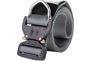 95SCLOUD Damen Herren Taktischer Gürtel, Schnellverschluss Militär-Stil Sicherheitsggurte Beutegürtel mit Taktischen Gürtelschnalle , Taktische Pflicht Rigger Gürtel für Outdoor Sport Camping Jagen (Grau)