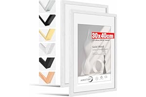 HIMEETIME® 2x Marco de fotos 30x40 cm Blanco de Madera marcos cuadros con soporte de A4 (21x 29.7cm),Para Decoración de Pared y Decoración hogar marco 30x40 cm