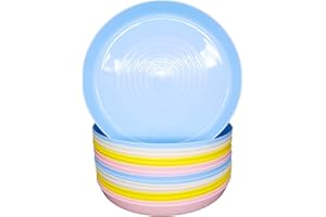 Bloomsworld 16 Toddler Plates Set, Reusable BPA Free Plastic, Picnic and Party Set for Boys and Girls