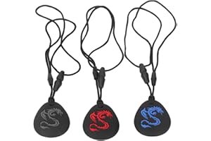 JIAWU Collier à Mâcher Sensoriel pour Enfants, Garçons ou Filles, 3 Pièces Jouets à Mâcher en Silicone, Collier à Mâcher Collier de Dentition Jouets de Dentition
