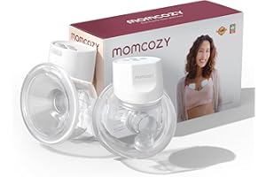 Momcozy tire-lait mains libres S12 Pro, portable et à porter, avec bride douce DoubleFit, 3 modes | 9 niveaux, écran intelligent, 24 mm, lot de 2, blanc