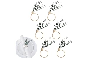 RAYONG Lot de 6 Ronds de Serviette Vert Boho pour fête de Mariage à la Ferme, dîner, Banquet, décoration de Table de Noël