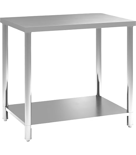 Table De Travail Inox 60x60x80cm Mophorn - 2 Étages Réglables - 150kg Charge
