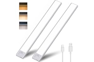 Sakulight LED Sottopensile Cucina, 2Pezzi 23CM 4 Modalità 106 LEDs Luce Armadio LED con Sensore Movimento, 1500mAh Ricaricabile USB, 3 Colori Dimmerabile Led Cucina per Camera Da Cucina, Letto