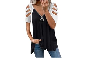 ClodeEU Women Vintage Zip Up Blouse Tops V Neck Hollow Sleeve Rhinestone Solid Blouse Tunic T-Shirt Elehant Pullover Ladies Dressy T Shirt Holiday Party Jumper Sweatshirt Tee, Gray,black,pink