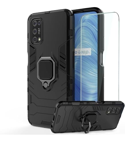 KEYYO Cover Ibrida Per Oppo A54S - Custodia TPU/PC Con Supporto Anello 360° E Attacco Magnetico - Nero - 3