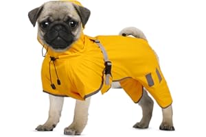 ASENKU Dog Rain Jacket with Reflective Strip Adjustable Belly Strap Lightweight, Dog Coat Watepoof with Hood