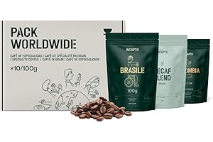 Incapto Pack Degustazione di 10 Caffè dal Mondo | Caffè di Specialità - Specialty Coffee | 100% Arabica | Tostatura Naturale e Artigianale | Ideale come Regalo | 10 pacchetti da 100g