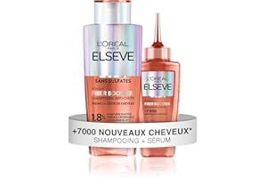 L'OREAL PARIS L’OREAL PARIS – Elseve Fiber Booster – Duo Anti-Chute Cheveux - Stimule la Pousse* – Augmente la Densité Capillaire – Hommes & Femmes - Shampooing Sans Sulfates + Sérum Croissance